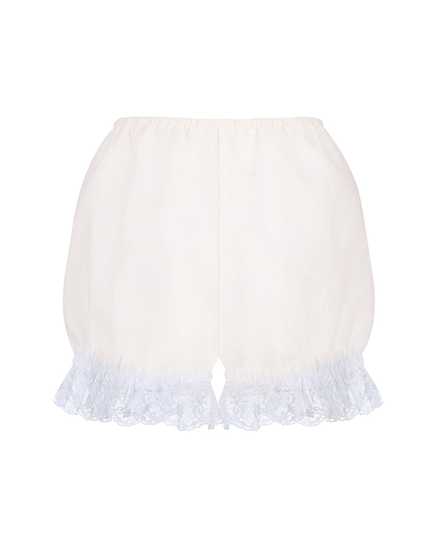 Купіть виріб ручної роботи Linen Shorts with Blue Lace “Baby Doll” від Nadiia World. Ідеальний вибір для додавання вишуканості та шарму до вашого житлового простору або колекції особистих аксесуарів.