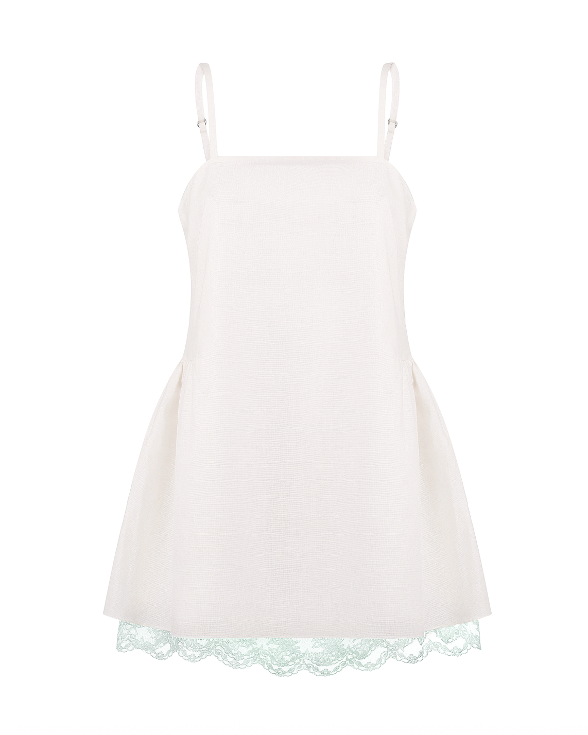 Купіть виріб ручної роботи Linen Dress with Mentol Lace “Baby Doll” від Nadiia World. Ідеальний вибір для додавання вишуканості та шарму до вашого житлового простору або колекції особистих аксесуарів.