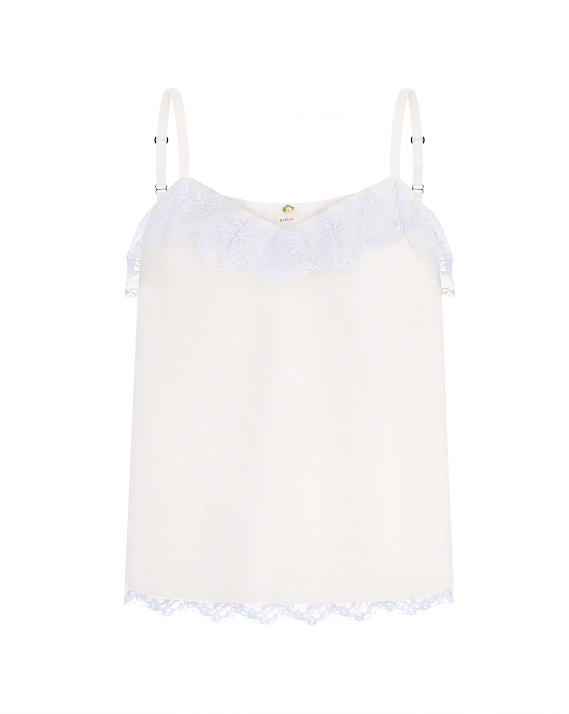 Купіть виріб ручної роботи Linen Camisole with Blue Lace “Baby Doll” від Nadiia World. Ідеальний вибір для додавання вишуканості та шарму до вашого житлового простору або колекції особистих аксесуарів.