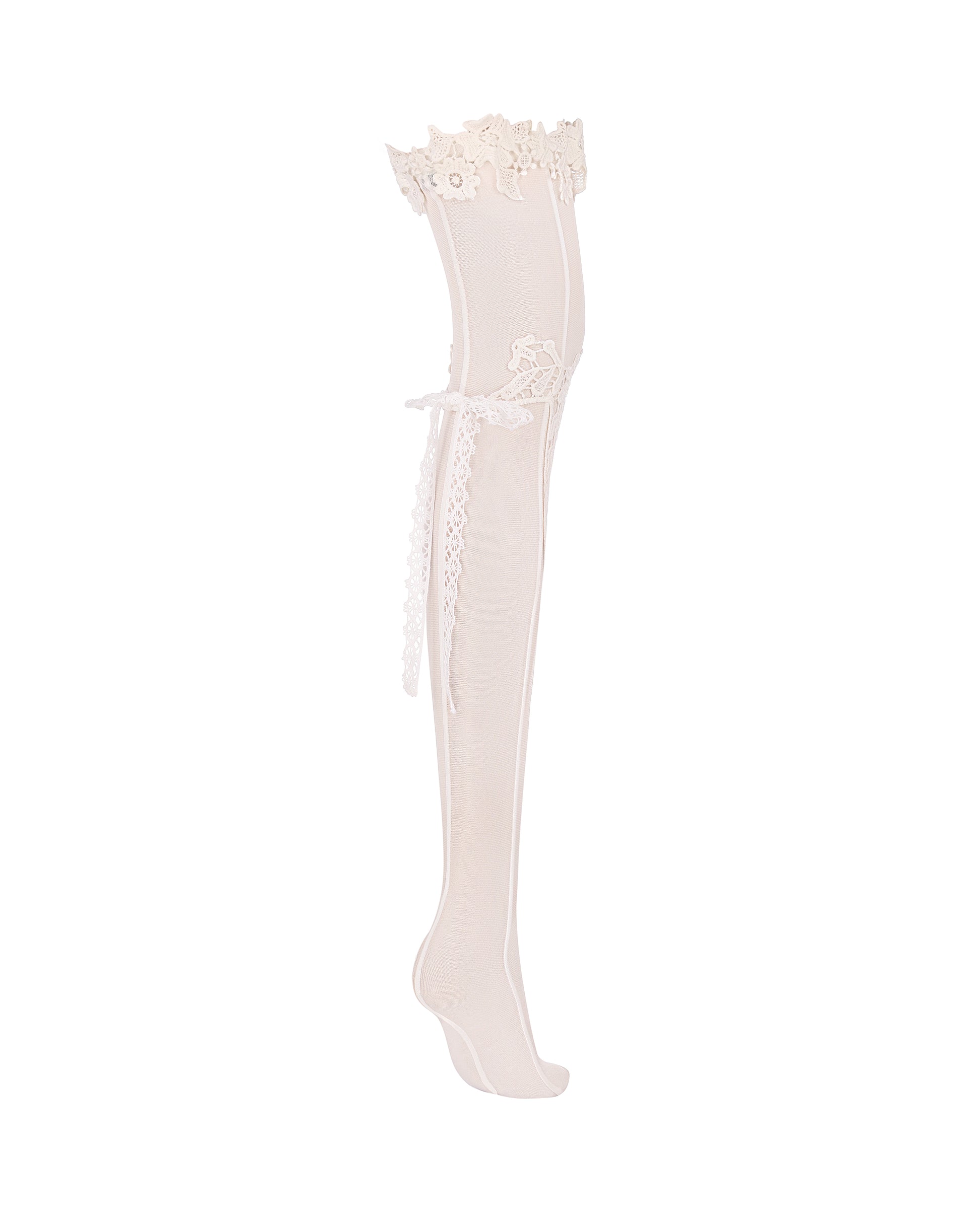 Купіть виріб ручної роботи White Fishnet Stockings with Lace and Bow “Opulence” від Nadiia World. Ідеальний вибір для додавання вишуканості та шарму до вашого житлового простору або колекції особистих аксесуарів.
