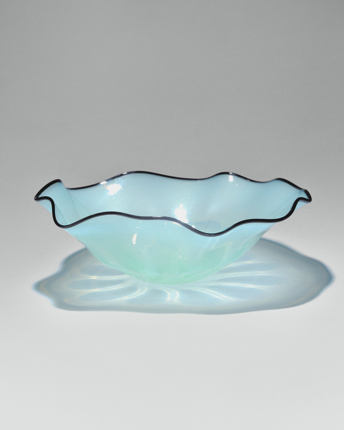 A giant hand-blown glass vase “Transparent Blue”