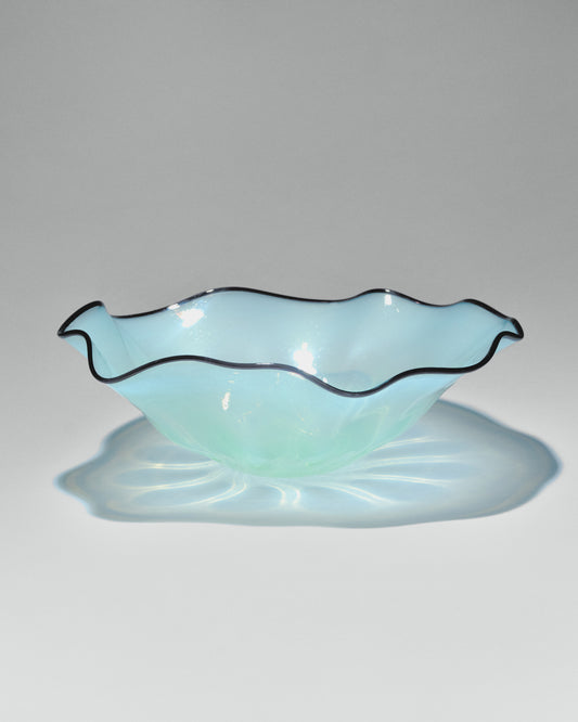 A giant hand-blown glass vase “Transparent Blue”