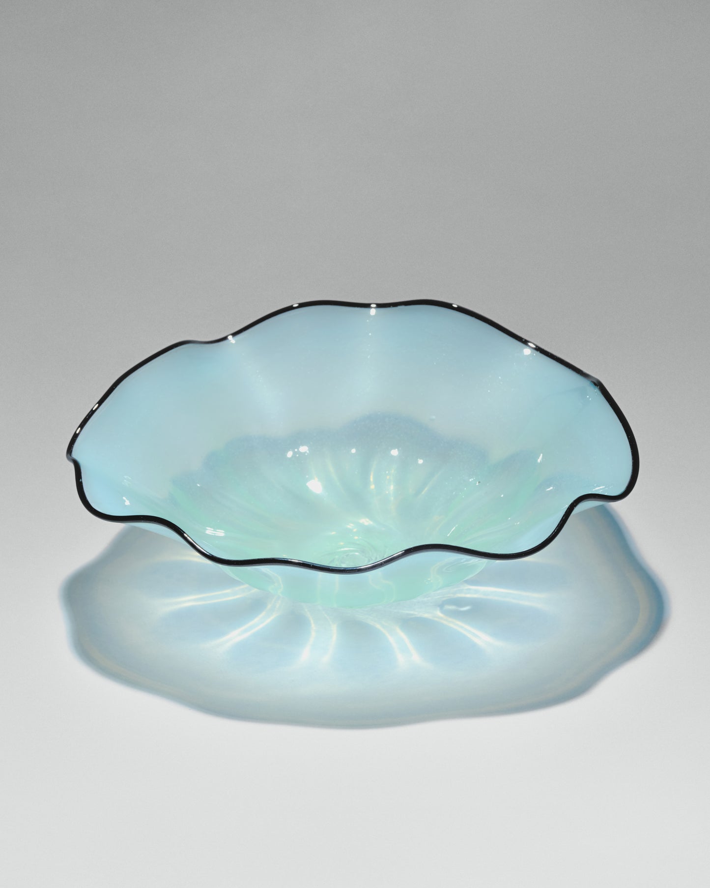 A giant hand-blown glass vase “Transparent Blue”