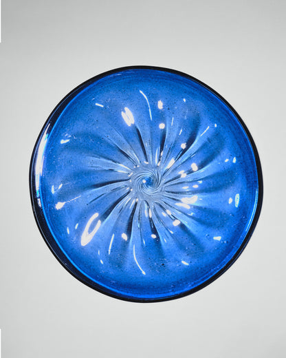 A giant hand-blown glass plate "Dark Blue"