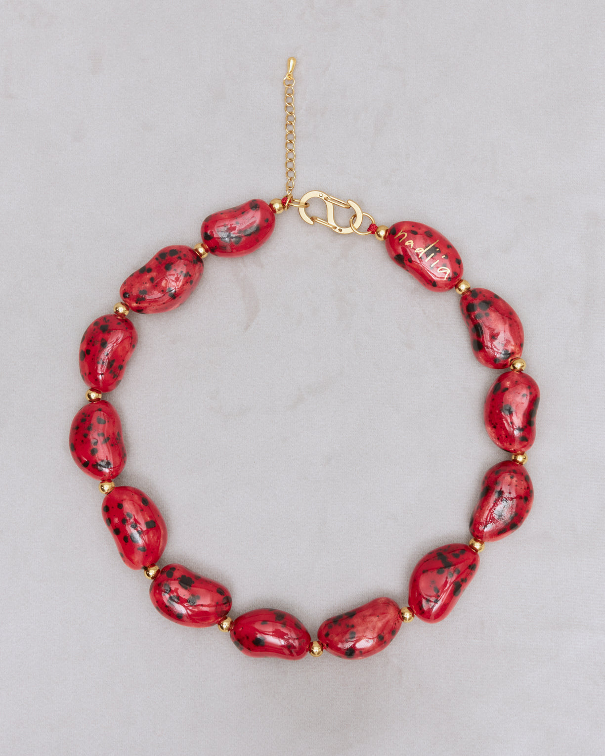 Red Speckled "Beans" Necklace