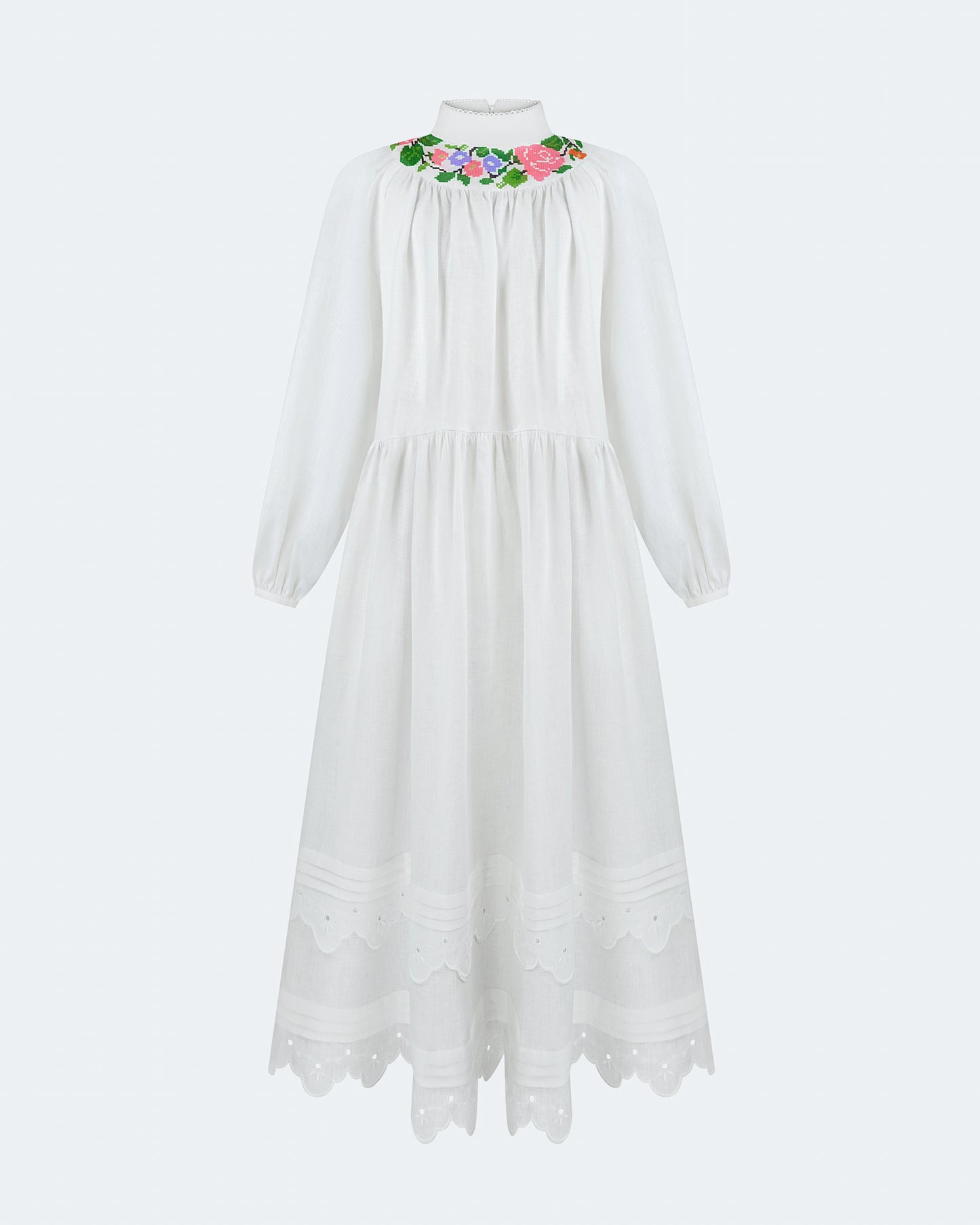 Long embroidered dress with fastening "Vinok"