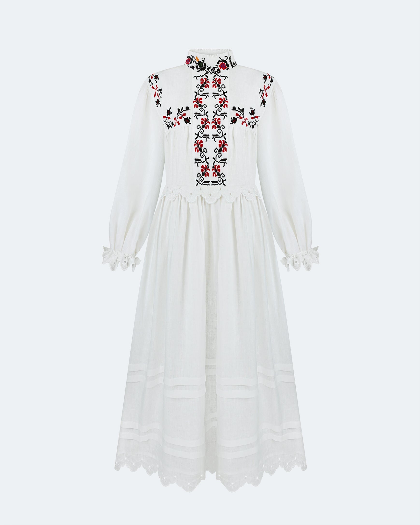 Long embroidered dress with a high neck "Korolivna" Nadiia World Long embroidered dress with a high neck "Korolivna" Nadiia World