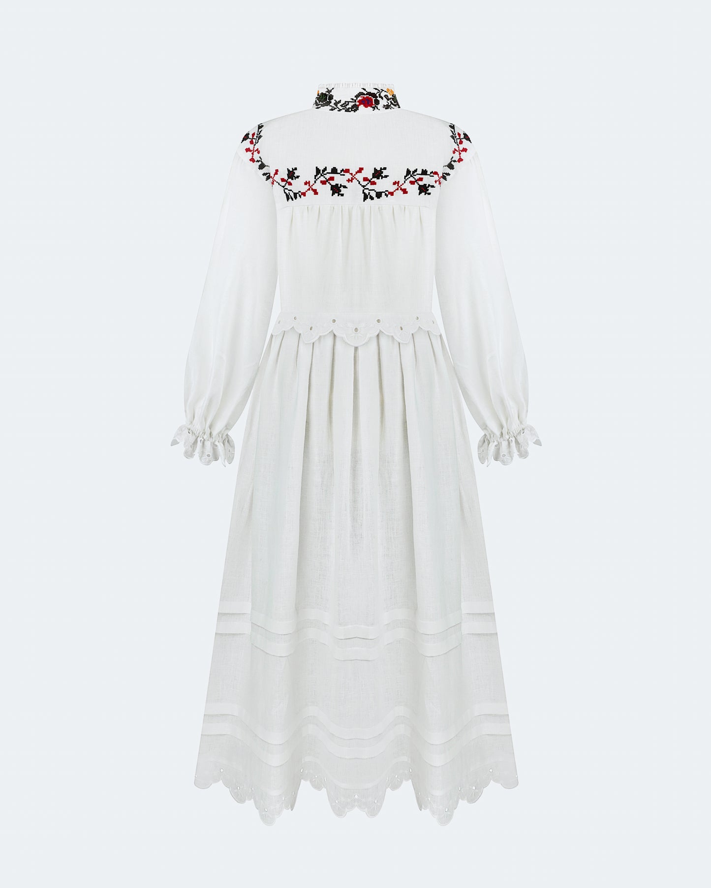 Long embroidered dress with a high neck "Korolivna"