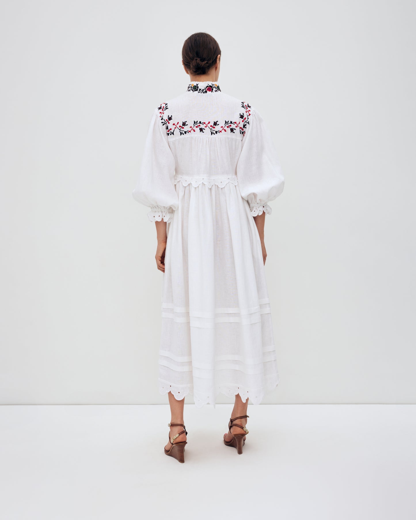 Long embroidered dress with a high neck "Korolivna"