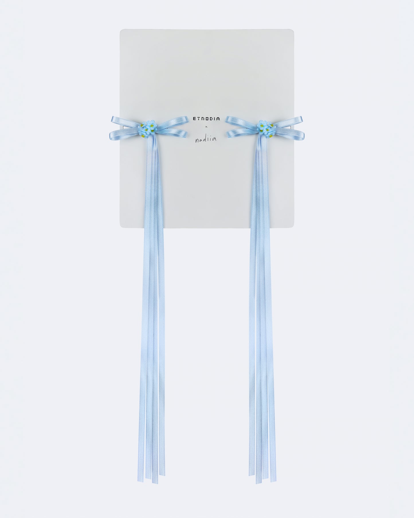 A pair of ribbons-barrettes "Tsarivna" in Blue