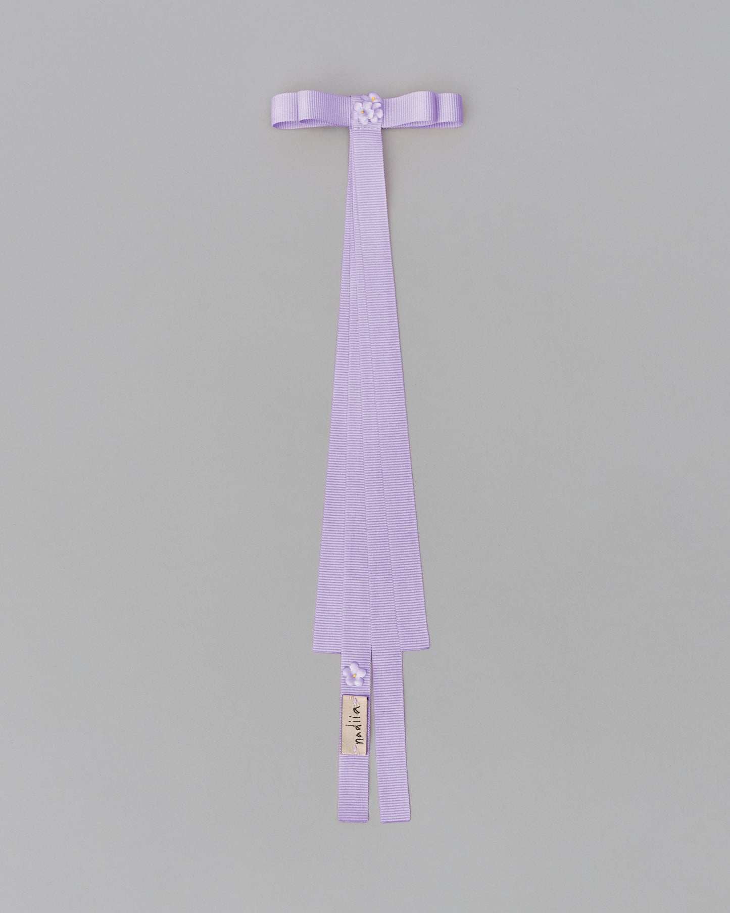 Ribbon Barrette with flowers "Lilac"