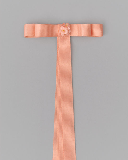 Ribbon Barrette with flowers "Peach"