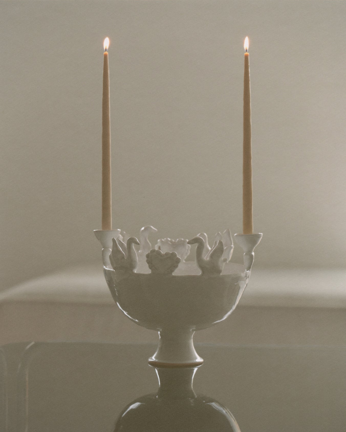 A baptistery with containers for candles "Love"