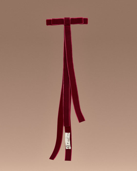 Velvet Ribbon Barette "G x Nadiia" in Burgundy