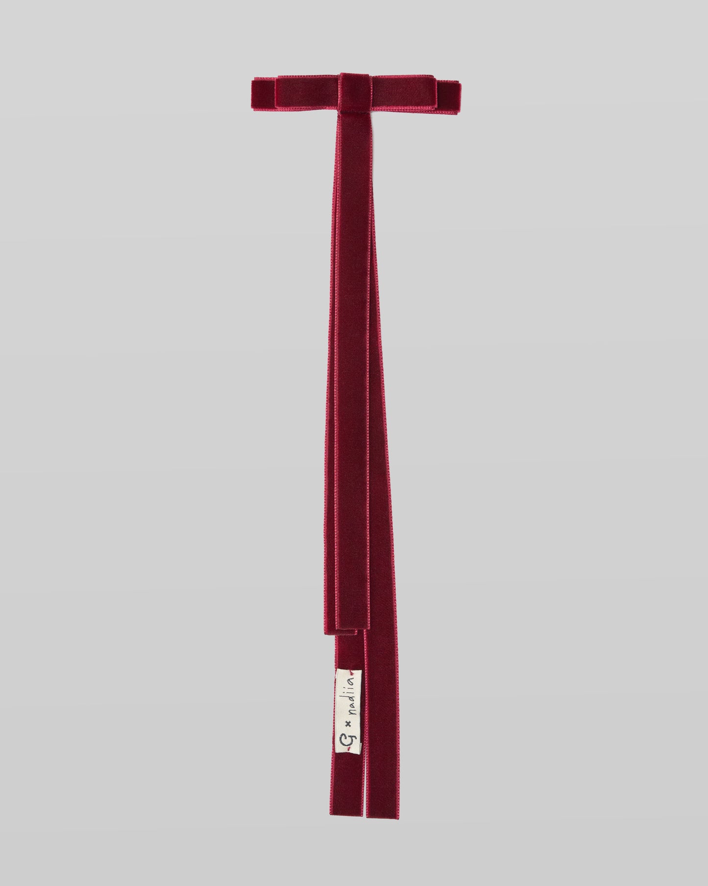 Velvet Ribbon Barette "G x Nadiia" in Burgundy