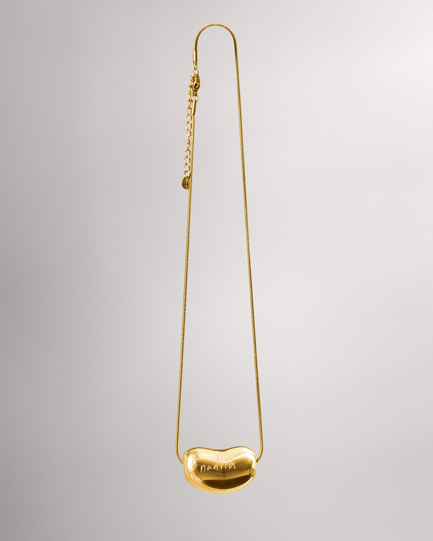 Купіть виріб ручної роботи Golden "Bean" Pendant від Nadiia World. Ідеальний вибір для додавання вишуканості та шарму до вашого житлового простору або колекції особистих аксесуарів.