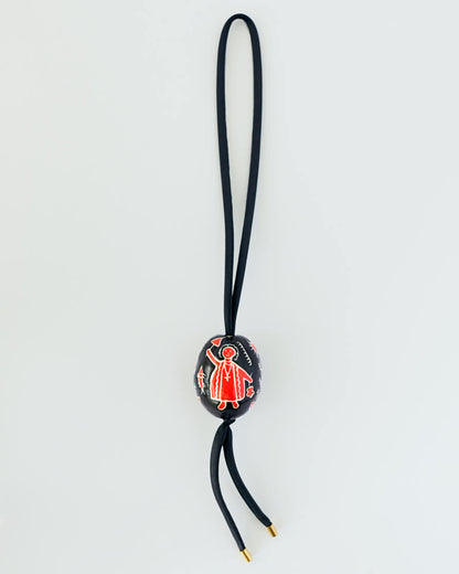 Купіть виріб ручної роботи Bag charm “Black and Red Pysanka” від Nadiia World. Ідеальний вибір для додавання вишуканості та шарму до вашого житлового простору або колекції особистих аксесуарів.