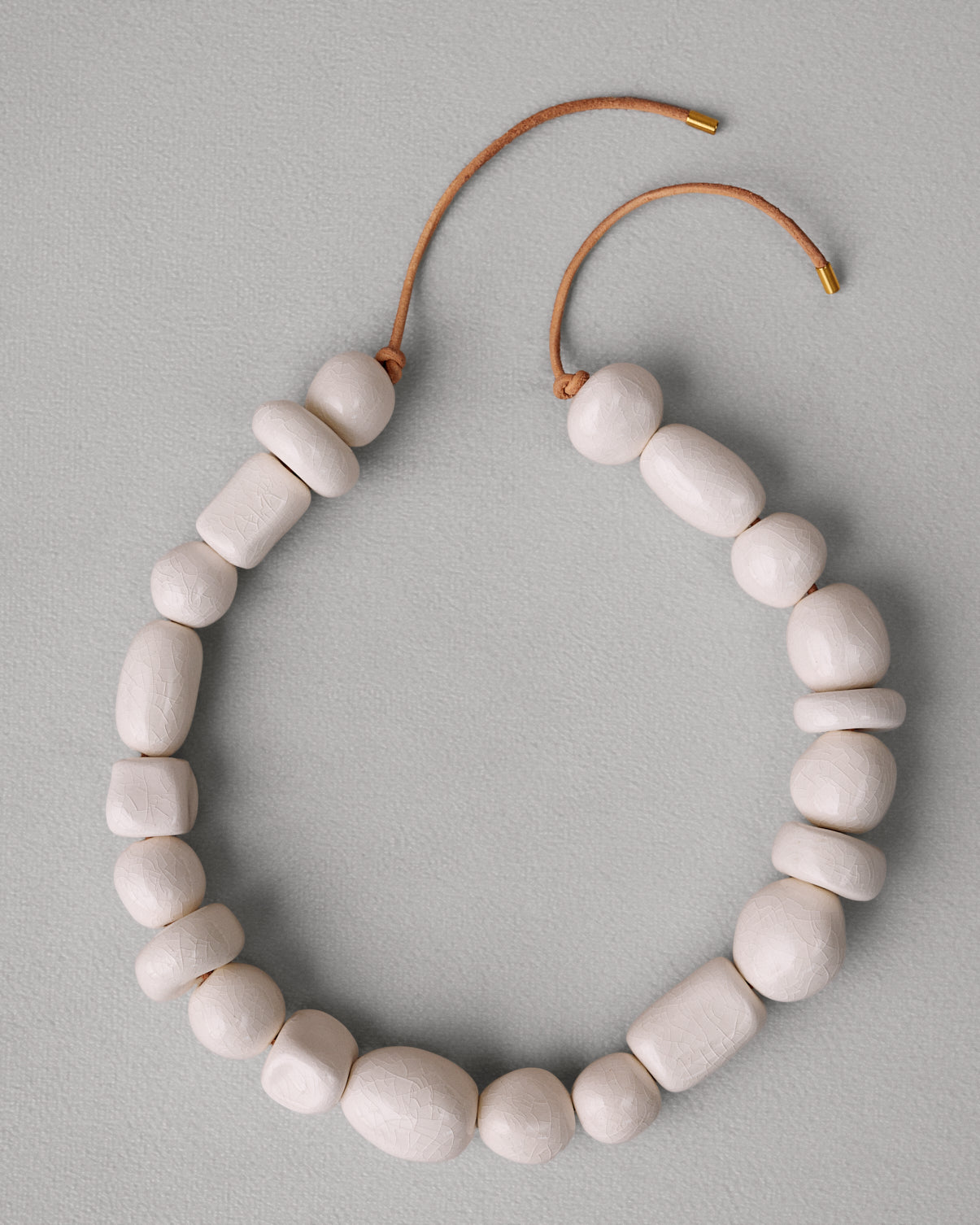 Necklace with white ceramic beads