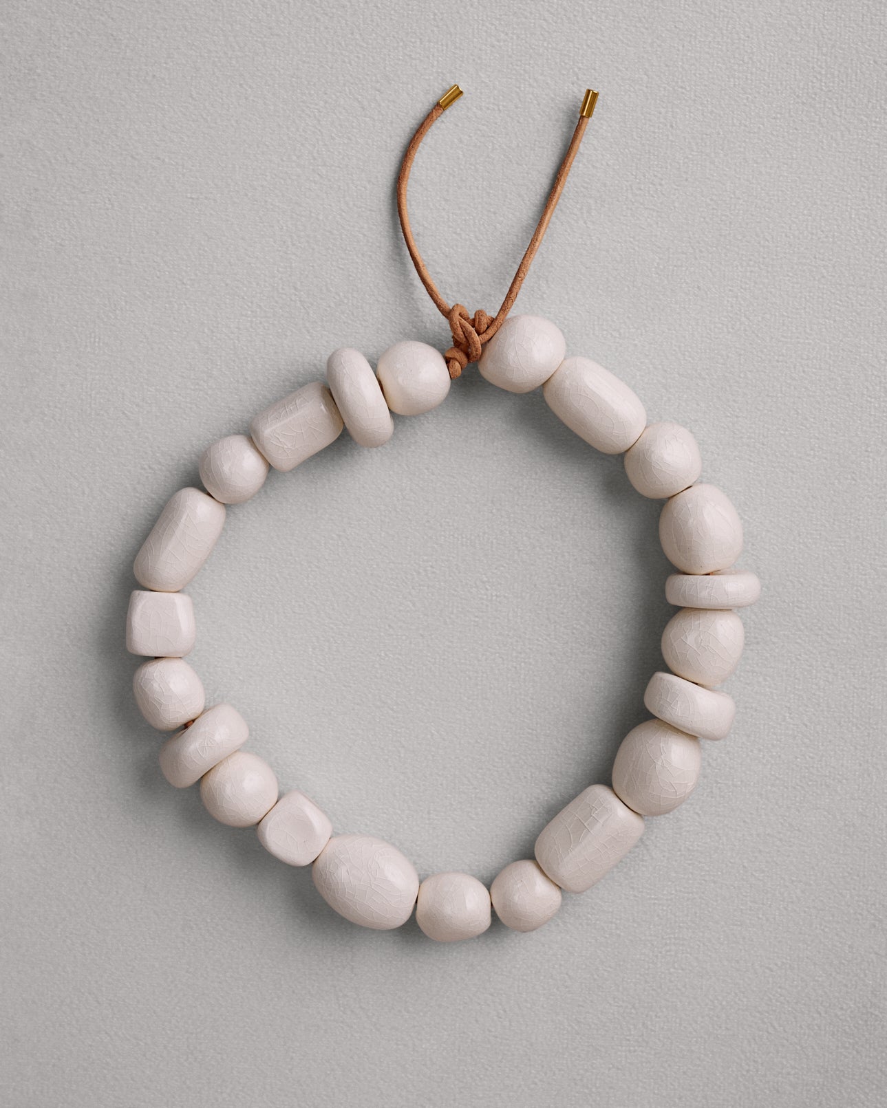 Necklace with white ceramic beads