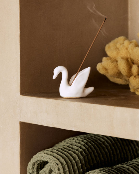 Ceramic incense holder "White Swan"